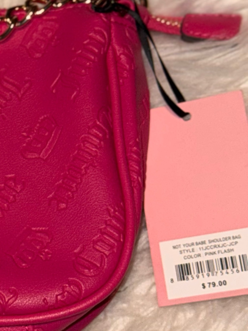Juicy Couture Hot Pink Embossed Y2K Shoulder Bag